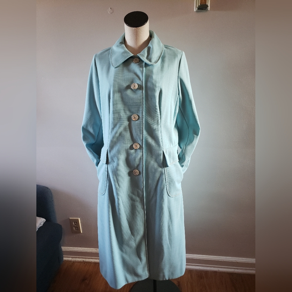 Vintage Jerold Outer Banks Collection Light Blue Medium Trench Coat
